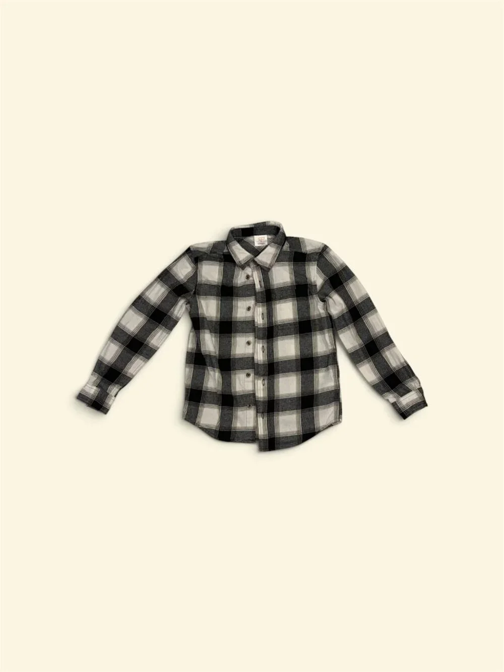 Jumping Beans Boys Black White Plaid Flannel Button Down Shirt Size 8 EUC